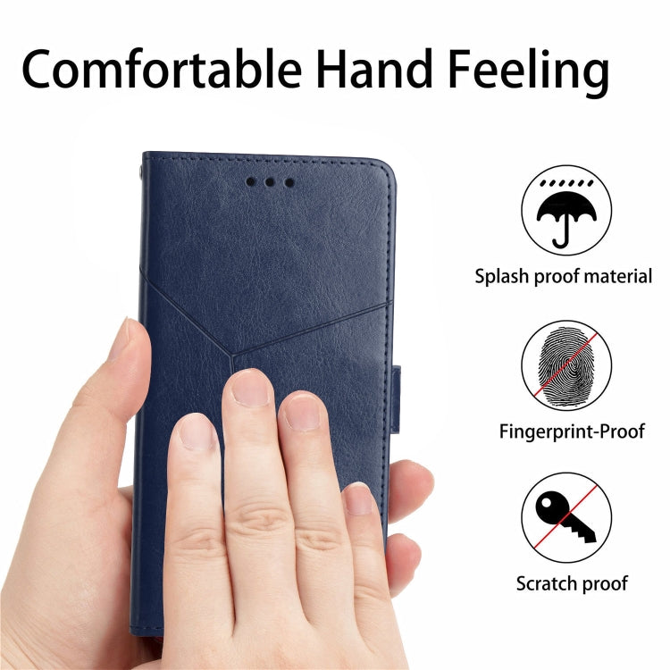 For Samsung Galaxy S25 5G Y-shaped Pattern Flip Leather Phone Case(Blue) - Galaxy S25 5G Cases by PMC Jewellery | Online Shopping South Africa | PMC Jewellery | Buy Now Pay Later Mobicred