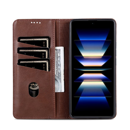 For Redmi K70 Ultra AZNS Magnetic Calf Texture Flip Leather Phone Case(Dark Brown) - Xiaomi Cases by AZNS | Online Shopping South Africa | PMC Jewellery | Buy Now Pay Later Mobicred