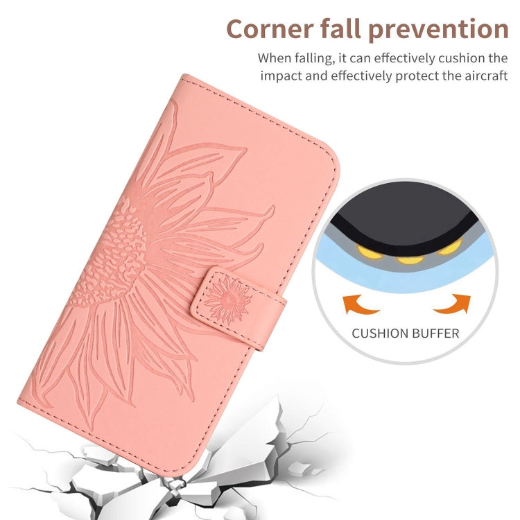 For Samsung Galaxy S25+ 5G Skin Feel Sun Flower Embossed Flip Leather Phone Case with Lanyard(Pink) - Galaxy S25+ 5G Cases by PMC Jewellery | Online Shopping South Africa | PMC Jewellery | Buy Now Pay Later Mobicred