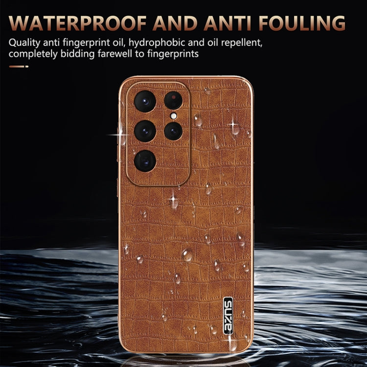 For Samsung Galaxy S25 Ultra 5G AZNS Electroplated Frame Crocodile Texture Full Coverage Phone Case(Brown) - Galaxy S25 Ultra 5G Cases by AZNS | Online Shopping South Africa | PMC Jewellery | Buy Now Pay Later Mobicred