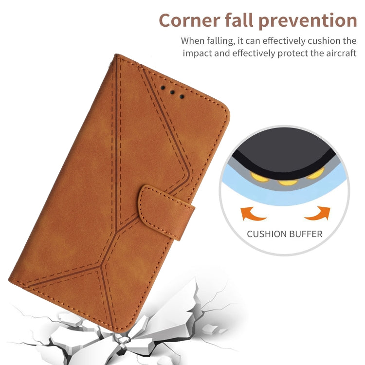 For Samsung Galaxy S25+ 5G Stitching Embossed Leather Phone Case(Brown) - Galaxy S25+ 5G Cases by PMC Jewellery | Online Shopping South Africa | PMC Jewellery | Buy Now Pay Later Mobicred