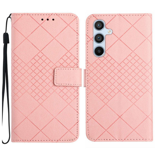 For Samsung Galaxy S25+ 5G Rhombic Grid Texture Leather Phone Case(Pink) - Galaxy S25+ 5G Cases by PMC Jewellery | Online Shopping South Africa | PMC Jewellery | Buy Now Pay Later Mobicred