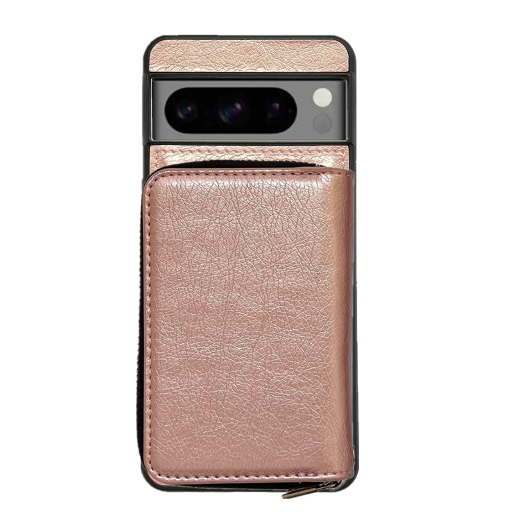 For Google Pixel 9 / 9 Pro Solid Color Zipper 11-Card Slots Bag Phone Case with Lanyard(Rose Gold) - Google Cases by PMC TechLife | Online Shopping South Africa | PMC TechLife | Buy Now Pay Later Mobicred