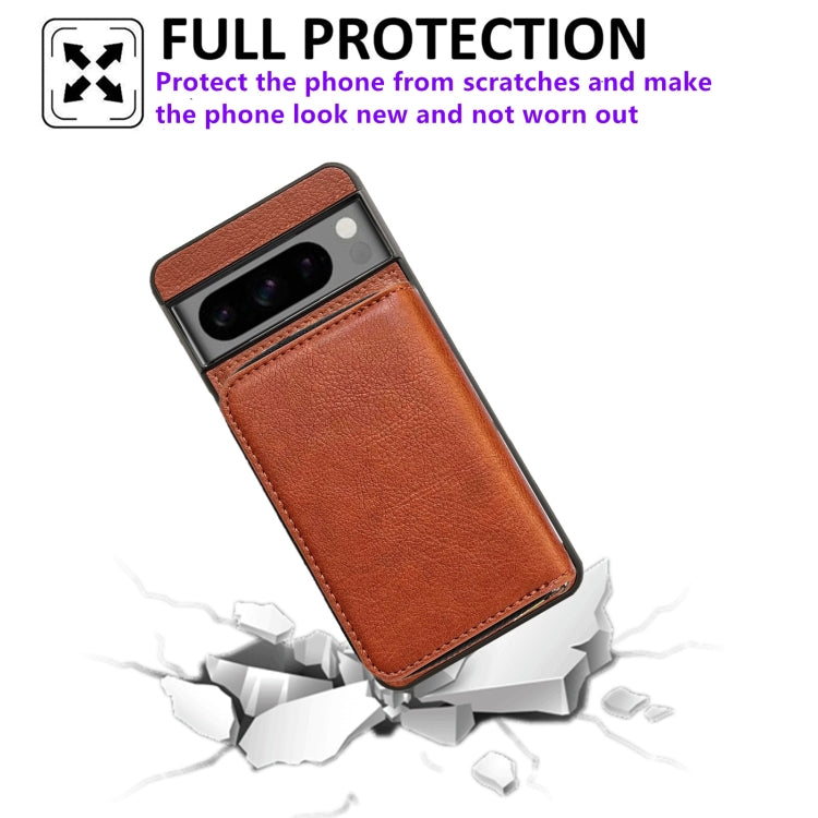 For Google Pixel 8a Solid Color Zipper 11-Card Slots Bag Phone Case with Lanyard(Brown) - Google Cases by PMC TechLife | Online Shopping South Africa | PMC TechLife | Buy Now Pay Later Mobicred