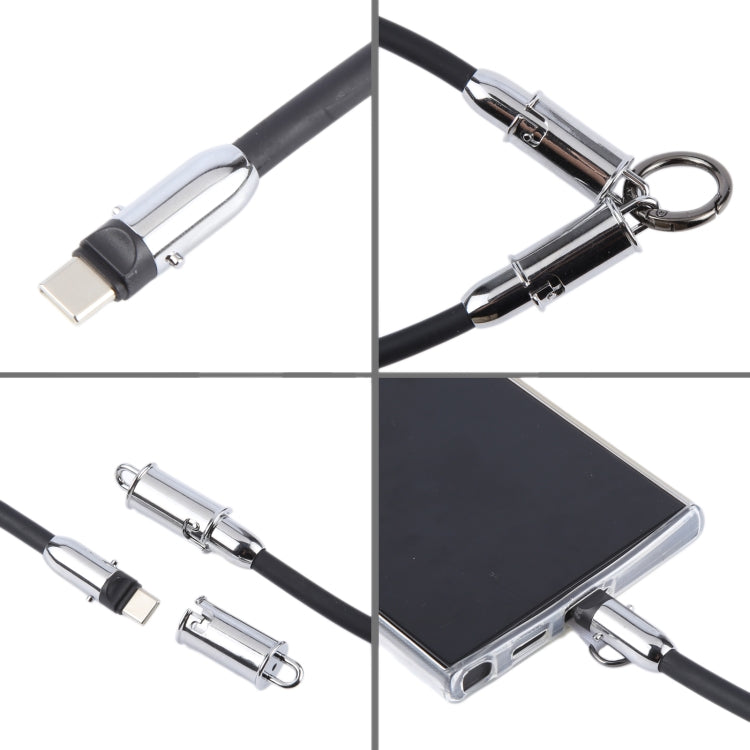 USB-C / Type-C to Type-C Data Cable Phone Anti-lost Short Lanyard, Length: 30cm(Blue Braid) - USB-C & Type-C Cable by PMc TechLife | Online Shopping South Africa | PMc TechLife | Buy Now Pay Later Mobicred