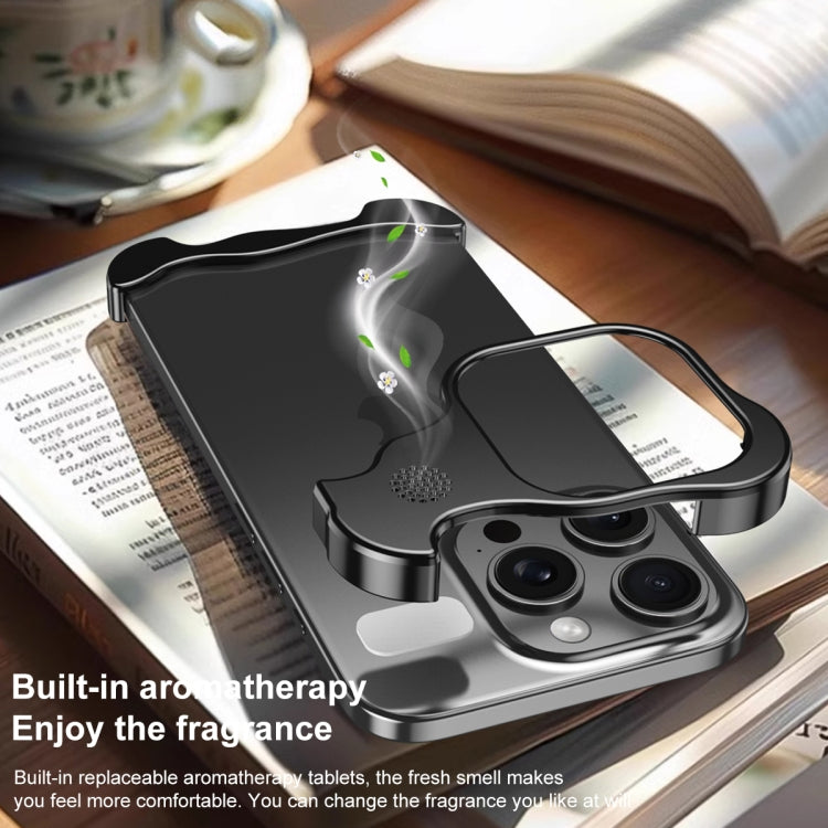 For iPhone 12 Aromatherapy Alloy Frameless Phone Case(Blue) - free shipping - PMC Jewellery - Order now!