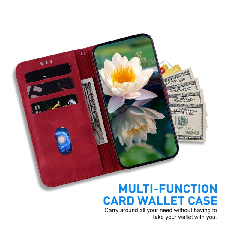 For Motorola Edge 2024 Lotus Embossed Leather Phone Case(Red) - Motorola Cases by PMC Jewellery | Online Shopping South Africa | PMC Jewellery | Buy Now Pay Later Mobicred