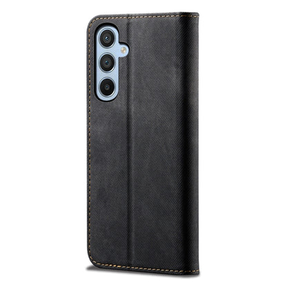 For Samsung Galaxy S25 5G Denim Texture Casual Style Horizontal Flip Leather Case(Black) - Galaxy S25 5G Cases by PMC Jewellery | Online Shopping South Africa | PMC Jewellery | Buy Now Pay Later Mobicred