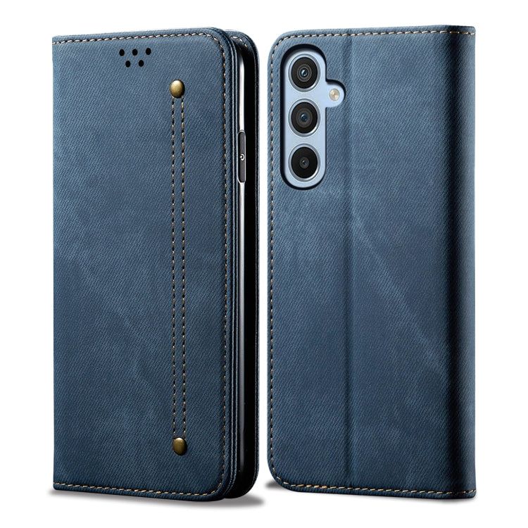 For Samsung Galaxy S25+ 5G Denim Texture Casual Style Horizontal Flip Leather Case(Blue) - Galaxy S25+ 5G Cases by PMC Jewellery | Online Shopping South Africa | PMC Jewellery | Buy Now Pay Later Mobicred