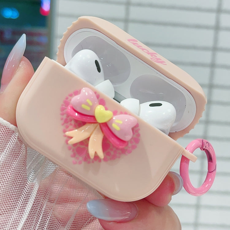 For AirPods Pro 3D Love Bowknot Bluetooth Earphone Protective Case(Pink) - For AirPods Pro by PMC Jewellery | Online Shopping South Africa | PMC Jewellery | Buy Now Pay Later Mobicred