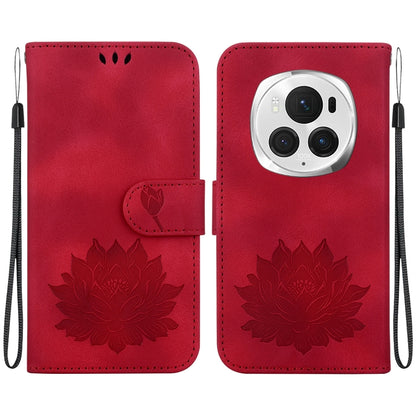 For Honor Magic6 Pro Lotus Embossed Leather Phone Case(Red) - Honor Cases by PMC Jewellery | Online Shopping South Africa | PMC Jewellery | Buy Now Pay Later Mobicred