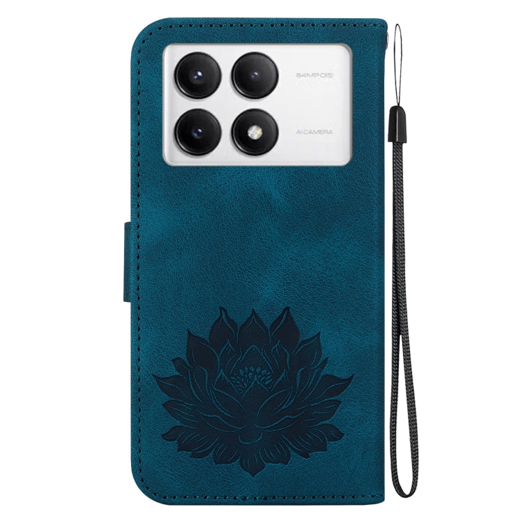 For Redmi K70 / K70 Pro Lotus Embossed Leather Phone Case(Dark Blue) - K70 Cases by PMC Jewellery | Online Shopping South Africa | PMC Jewellery | Buy Now Pay Later Mobicred