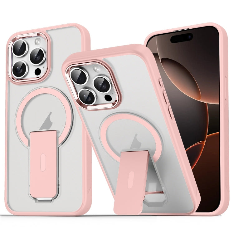 For iPhone 16 Pro Acrylic Hybrid TPU MagSafe Holder Phone Case(Pink) - iPhone 16 Pro Cases by PMC Jewellery | Online Shopping South Africa | PMC Jewellery | Buy Now Pay Later Mobicred