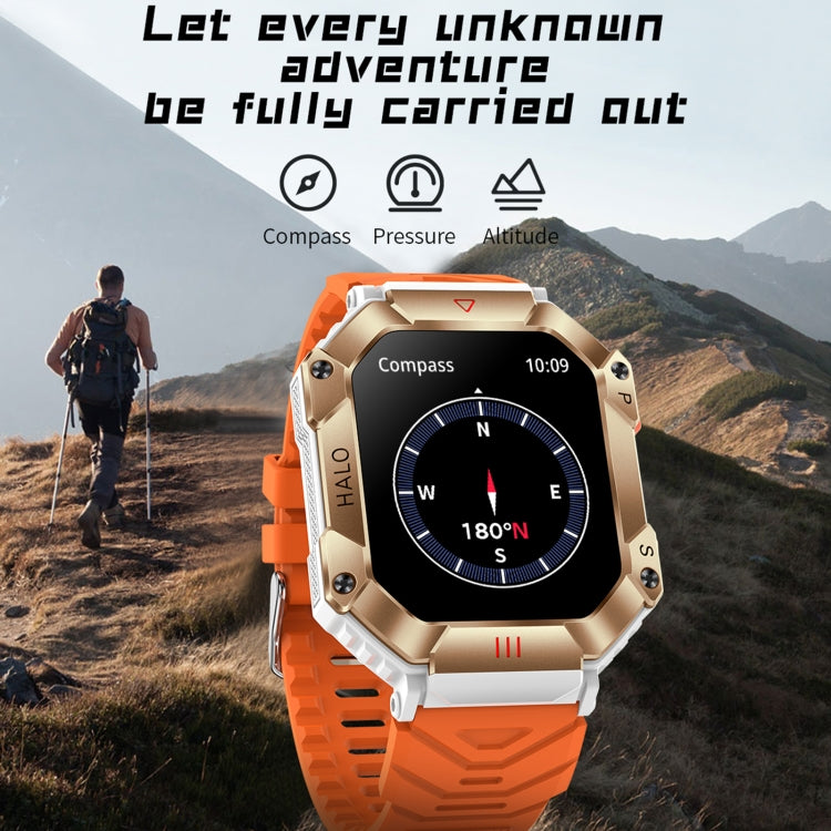 KR80 2.0 inch BT5.1 IP67 Sport Smart Watch, Support Bluetooth Call / Sleep / Blood Oxygen / Heart Rate / Blood Pressure Health Monitor(White+Orange) - Smart Watches by PMC Jewellery | Online Shopping South Africa | PMC Jewellery | Buy Now Pay Later Mobicred