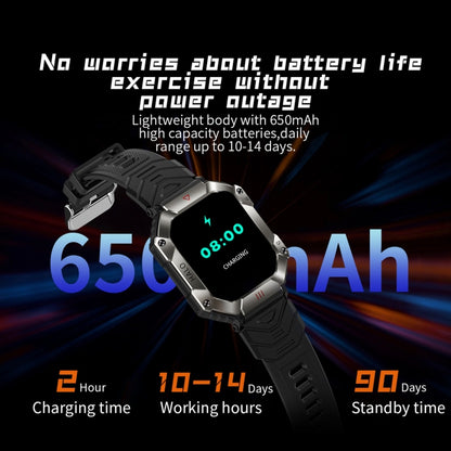 LEMFO KR80 2.0 inch BT5.1 IP67 Sport Smart Watch, Support Bluetooth Call / Sleep / Blood Oxygen / Heart Rate / Blood Pressure Health Monitor(Black) - Smart Watches by LEMFO | Online Shopping South Africa | PMC Jewellery | Buy Now Pay Later Mobicred