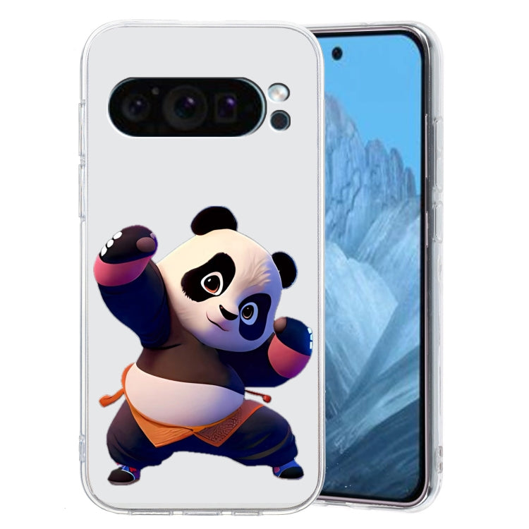 For Google Pixel 9 Pro Colored Drawing Pattern Transparent TPU Phone Case(Panda) - Google Cases by PMC Jewellery | Online Shopping South Africa | PMC Jewellery | Buy Now Pay Later Mobicred