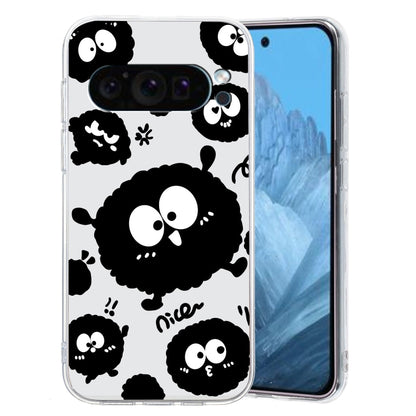 For Google Pixel 9 Pro Colored Drawing Pattern Transparent TPU Phone Case(Black Eye) - Google Cases by PMC Jewellery | Online Shopping South Africa | PMC Jewellery | Buy Now Pay Later Mobicred