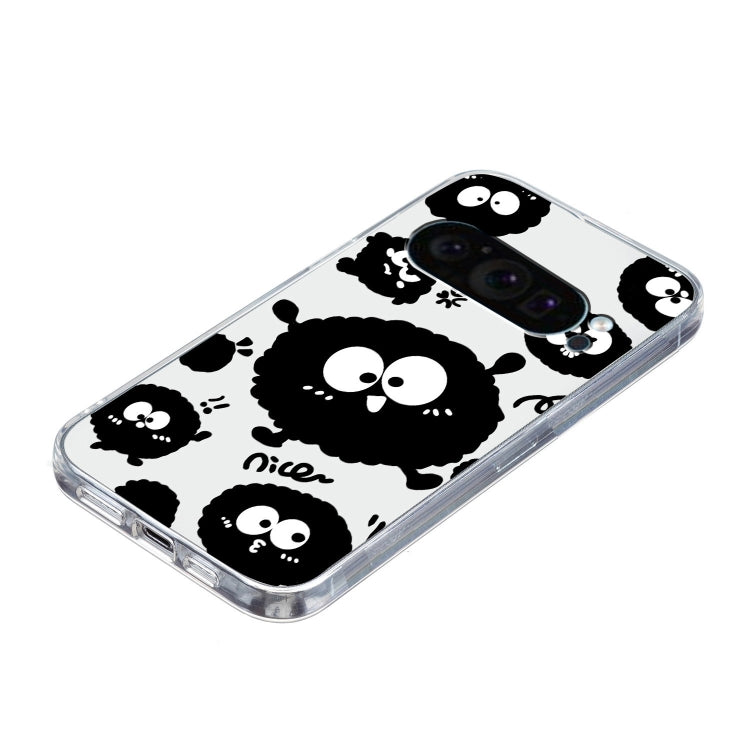 For Google Pixel 9 Pro Colored Drawing Pattern Transparent TPU Phone Case(Black Eye) - Google Cases by PMC Jewellery | Online Shopping South Africa | PMC Jewellery | Buy Now Pay Later Mobicred