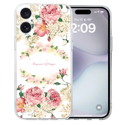 For iPhone 16 Colored Drawing Pattern Transparent TPU Phone Case(Rose) - iPhone 16 Cases by PMC Jewellery | Online Shopping South Africa | PMC Jewellery | Buy Now Pay Later Mobicred