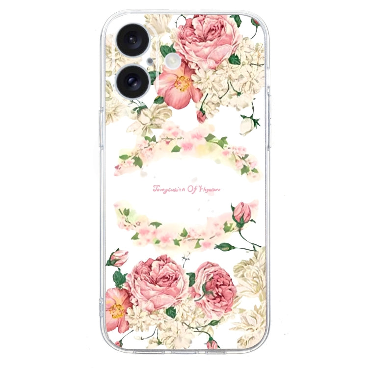 For iPhone 16 Colored Drawing Pattern Transparent TPU Phone Case(Rose) - free shipping - PMC TechLife - Order now!