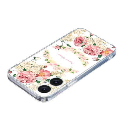 For iPhone 16 Colored Drawing Pattern Transparent TPU Phone Case(Rose) - iPhone 16 Cases by PMC Jewellery | Online Shopping South Africa | PMC Jewellery | Buy Now Pay Later Mobicred