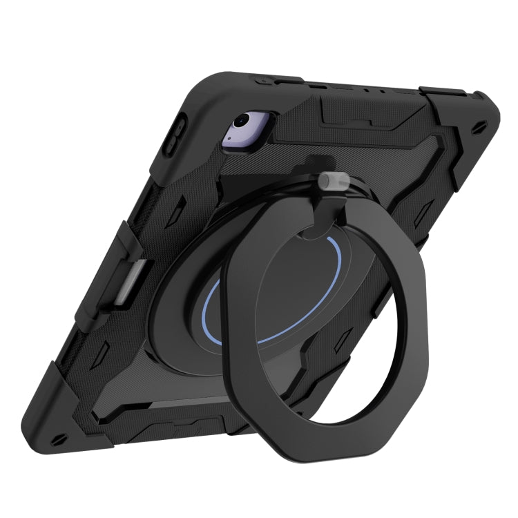 For iPad Air 13 2024 Armor Portable Rotating Ring Holder Silicone Tablet Case with Pen Slot(Black) - iPad Air 13 2024 Cases by PMC Jewellery | Online Shopping South Africa | PMC Jewellery | Buy Now Pay Later Mobicred