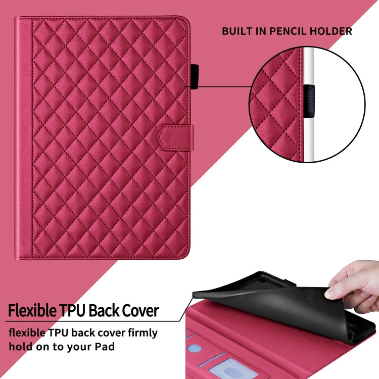For Honor Pad X9 / X8 Pro Rhombus Lattice Leather Tablet Case(Red) - Honor by PMC TechLife | Online Shopping South Africa | PMC TechLife | Buy Now Pay Later Mobicred