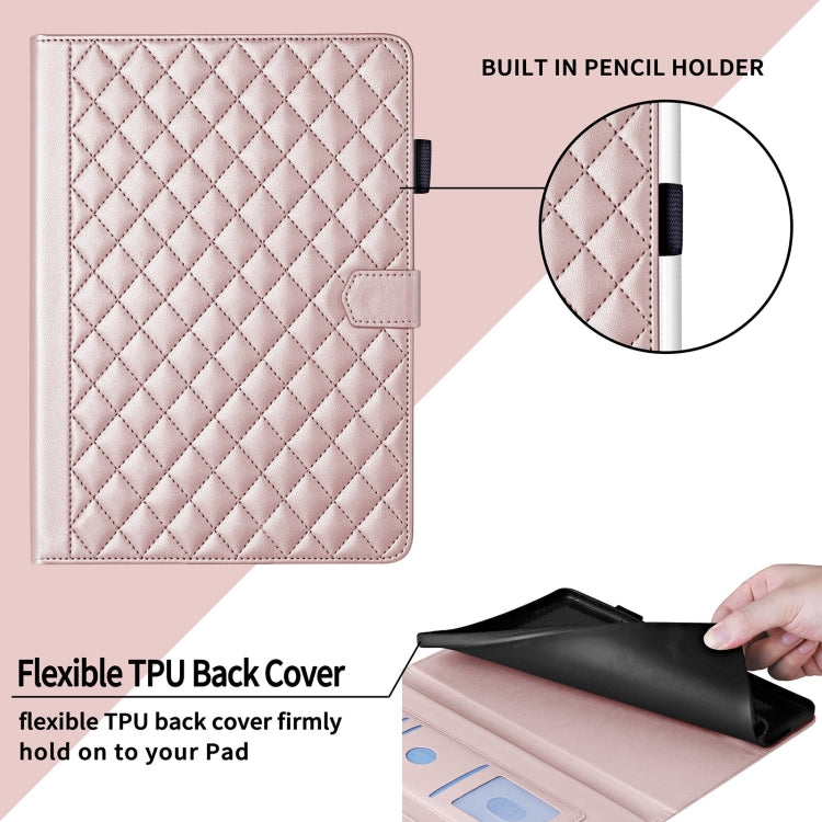 For Honor Pad X9 / X8 Pro Rhombus Lattice Leather Tablet Case(Rose Gold) - Honor by PMC TechLife | Online Shopping South Africa | PMC TechLife | Buy Now Pay Later Mobicred