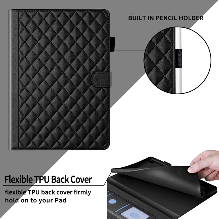 For Amazon Kindle Fire HD10 2023 Rhombus Lattice Leather Tablet Case(Black) - Amazon by PMC TechLife | Online Shopping South Africa | PMC TechLife | Buy Now Pay Later Mobicred