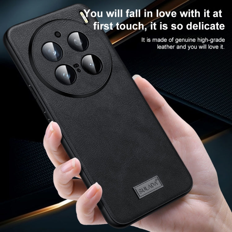 For vivo X100 SULADA Shockproof TPU + Handmade Leather Phone Case(Black) - vivo Cases by SULADA | Online Shopping South Africa | PMC Jewellery | Buy Now Pay Later Mobicred