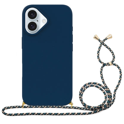 For iPhone 16 Plus Wheat Straw Material + TPU Phone Case with Lanyard(Blue) - iPhone 16 Plus Cases by PMC Jewellery | Online Shopping South Africa | PMC Jewellery | Buy Now Pay Later Mobicred