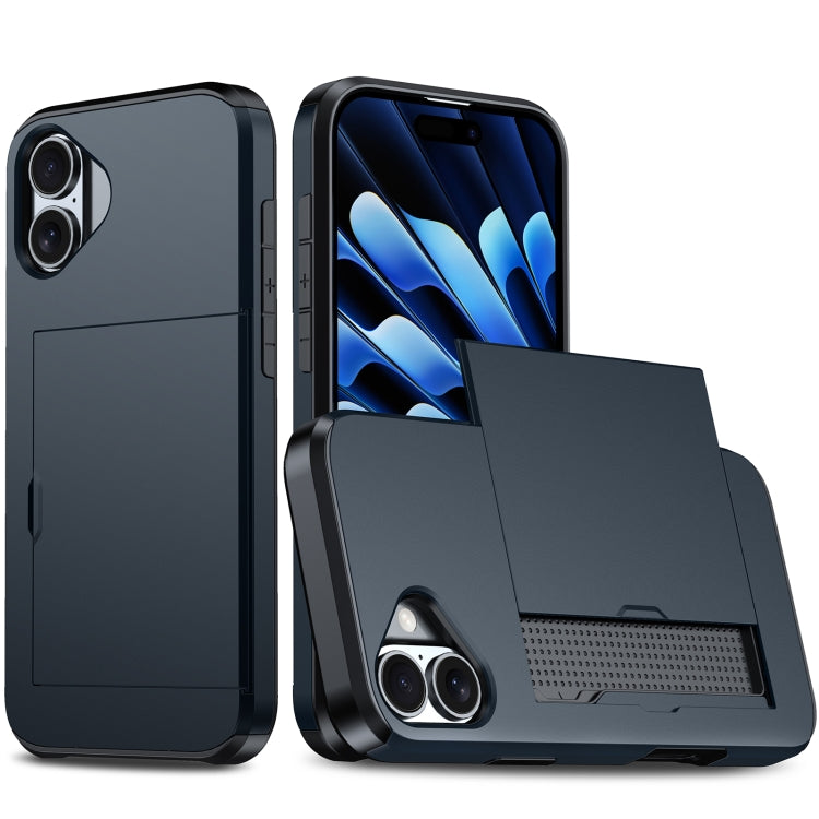 For iPhone 16 Plus Shockproof Armor Phone Case with Card Slot(Blue) - iPhone 16 Plus Cases by PMC TechLife | Online Shopping South Africa | PMC TechLife | Buy Now Pay Later Mobicred