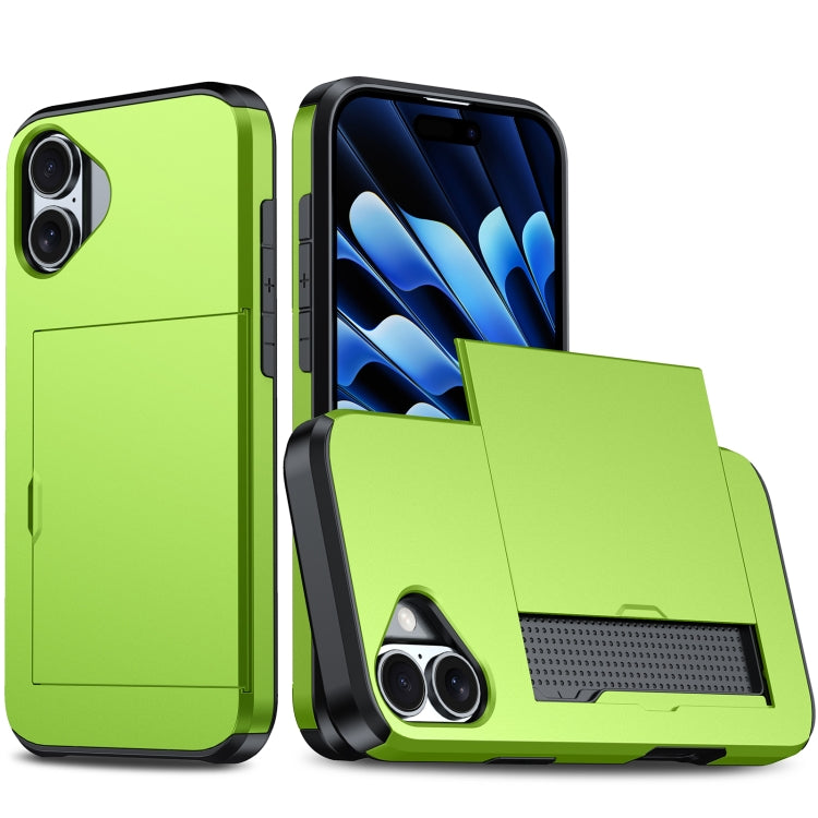 For iPhone 16 Plus Shockproof Armor Phone Case with Card Slot(Green) - iPhone 16 Plus Cases by PMC TechLife | Online Shopping South Africa | PMC TechLife | Buy Now Pay Later Mobicred