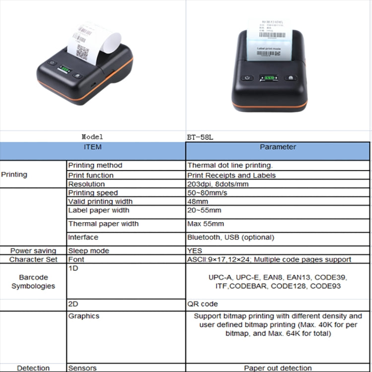 BT-58L 58mm USB+Bluetooth Thermal Label Printer(US Plug) - Printer by PMC Jewellery | Online Shopping South Africa | PMC Jewellery | Buy Now Pay Later Mobicred