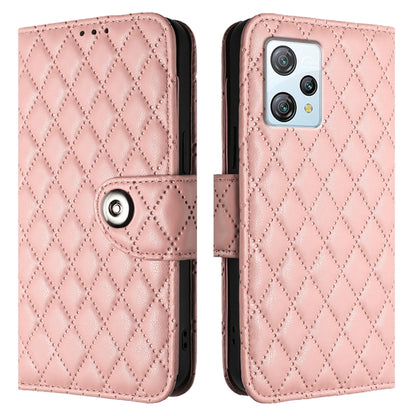 For Blackview A53 Rhombic Texture Flip Leather Phone Case with Lanyard(Coral Pink) - More Brand by PMC Jewellery | Online Shopping South Africa | PMC Jewellery | Buy Now Pay Later Mobicred