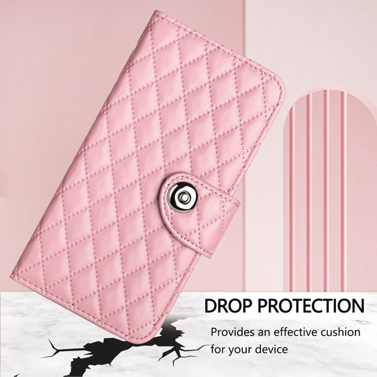 For Blackview Shark 8 Rhombic Texture Flip Leather Phone Case with Lanyard(Pink) - More Brand by PMC Jewellery | Online Shopping South Africa | PMC Jewellery | Buy Now Pay Later Mobicred