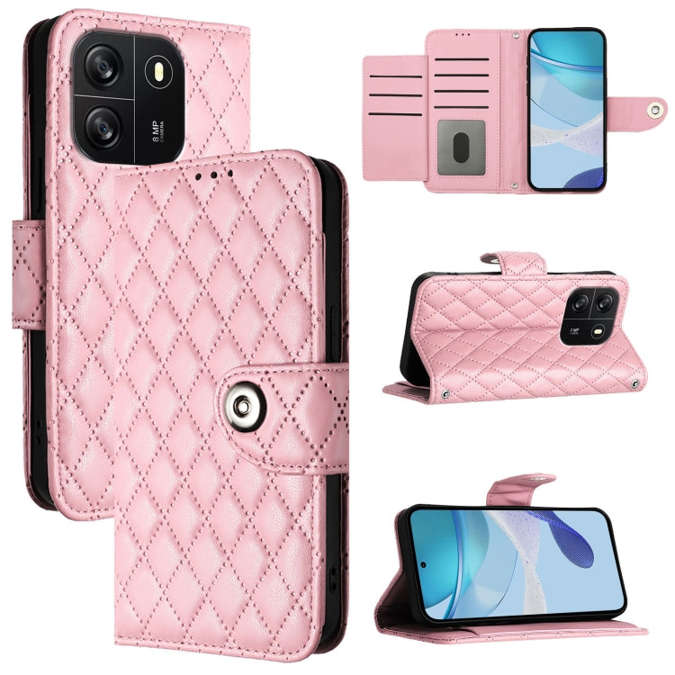 For Blackview Wave 6C Rhombic Texture Flip Leather Phone Case with Lanyard(Pink) - More Brand by PMC Jewellery | Online Shopping South Africa | PMC Jewellery | Buy Now Pay Later Mobicred