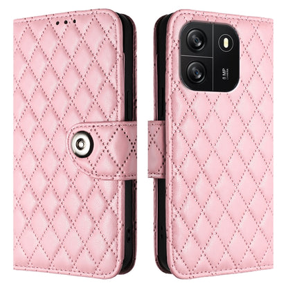 For Blackview Wave 6C Rhombic Texture Flip Leather Phone Case with Lanyard(Pink) - More Brand by PMC Jewellery | Online Shopping South Africa | PMC Jewellery | Buy Now Pay Later Mobicred