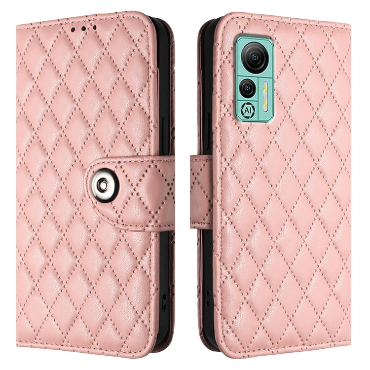 For Ulefone Note 14 Rhombic Texture Flip Leather Phone Case with Lanyard(Coral Pink) - Ulefone Cases by PMC Jewellery | Online Shopping South Africa | PMC Jewellery | Buy Now Pay Later Mobicred