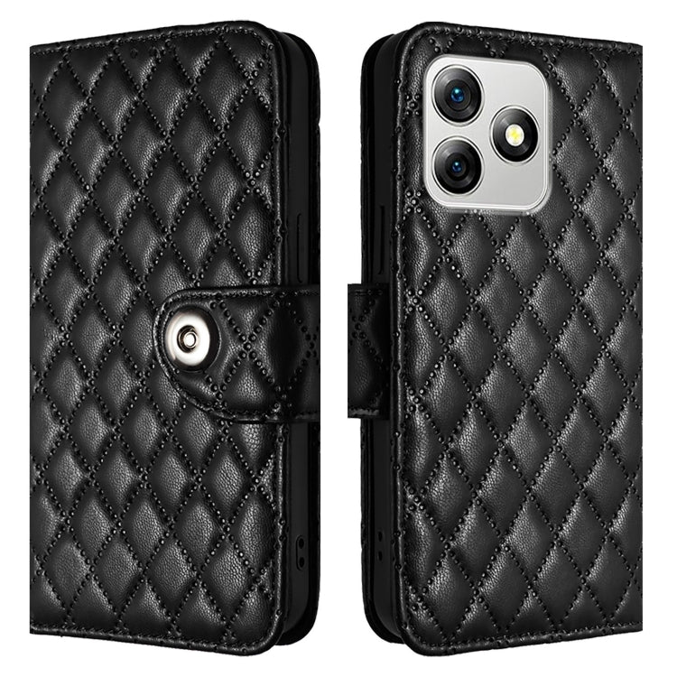 For Ulefone Note 18 Ultra Rhombic Texture Flip Leather Phone Case with Lanyard(Black) - Ulefone Cases by PMC Jewellery | Online Shopping South Africa | PMC Jewellery | Buy Now Pay Later Mobicred