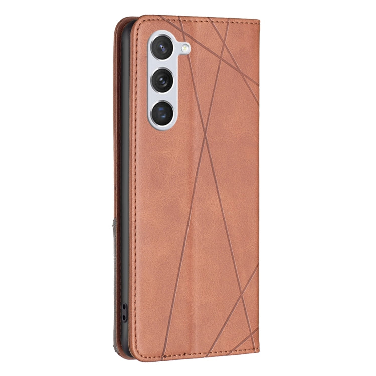 For Samsung Galaxy S25 5G Rhombus Texture Magnetic Leather Phone Case(Brown) - Galaxy S25 5G Cases by PMC Jewellery | Online Shopping South Africa | PMC Jewellery | Buy Now Pay Later Mobicred