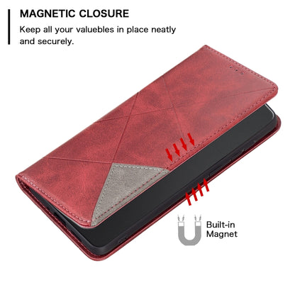 For Samsung Galaxy S25+ 5G Rhombus Texture Magnetic Leather Phone Case(Red) - Galaxy S25+ 5G Cases by PMC Jewellery | Online Shopping South Africa | PMC Jewellery | Buy Now Pay Later Mobicred