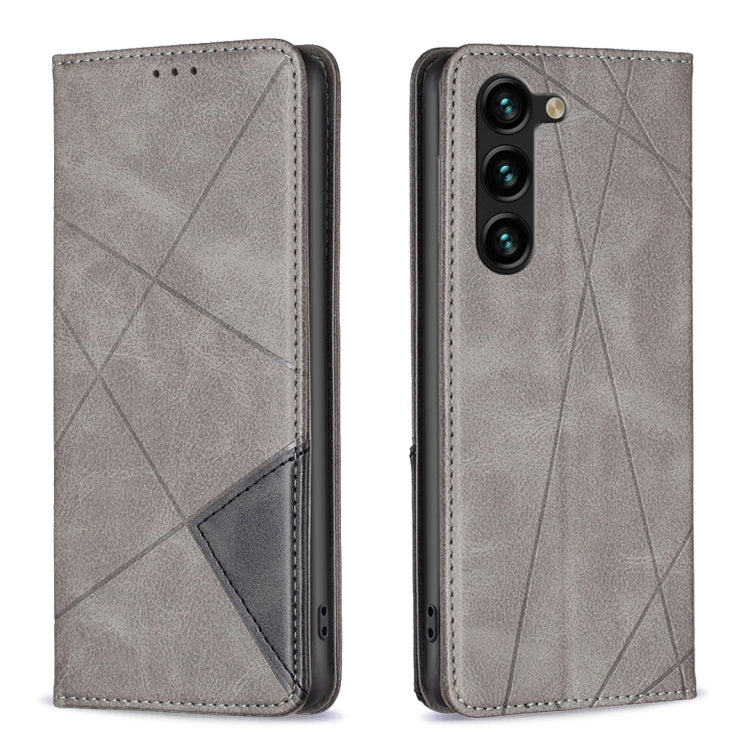 For Samsung Galaxy S25+ 5G Rhombus Texture Magnetic Leather Phone Case(Grey) - Galaxy S25+ 5G Cases by PMC Jewellery | Online Shopping South Africa | PMC Jewellery | Buy Now Pay Later Mobicred