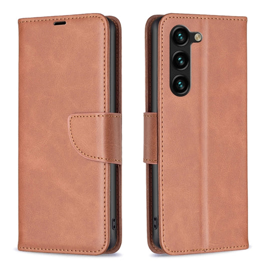 For Samsung Galaxy S25+ 5G Lambskin Texture Pure Color Flip Leather Phone Case(Brown) - Galaxy S25+ 5G Cases by PMC Jewellery | Online Shopping South Africa | PMC Jewellery | Buy Now Pay Later Mobicred