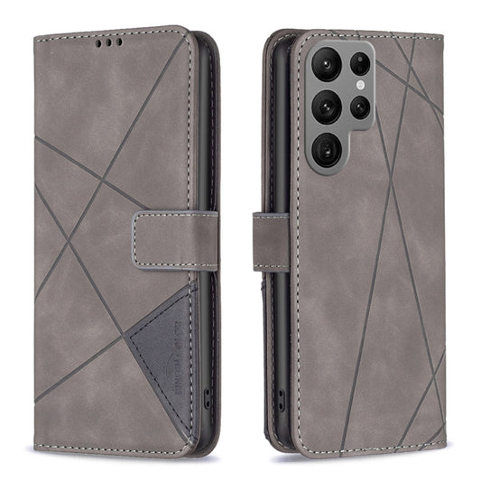 For Samsung Galaxy S25 Ultra 5G Magnetic Buckle Rhombus Texture Leather Phone Case(Grey) - Galaxy S25 Ultra 5G Cases by PMC Jewellery | Online Shopping South Africa | PMC Jewellery | Buy Now Pay Later Mobicred