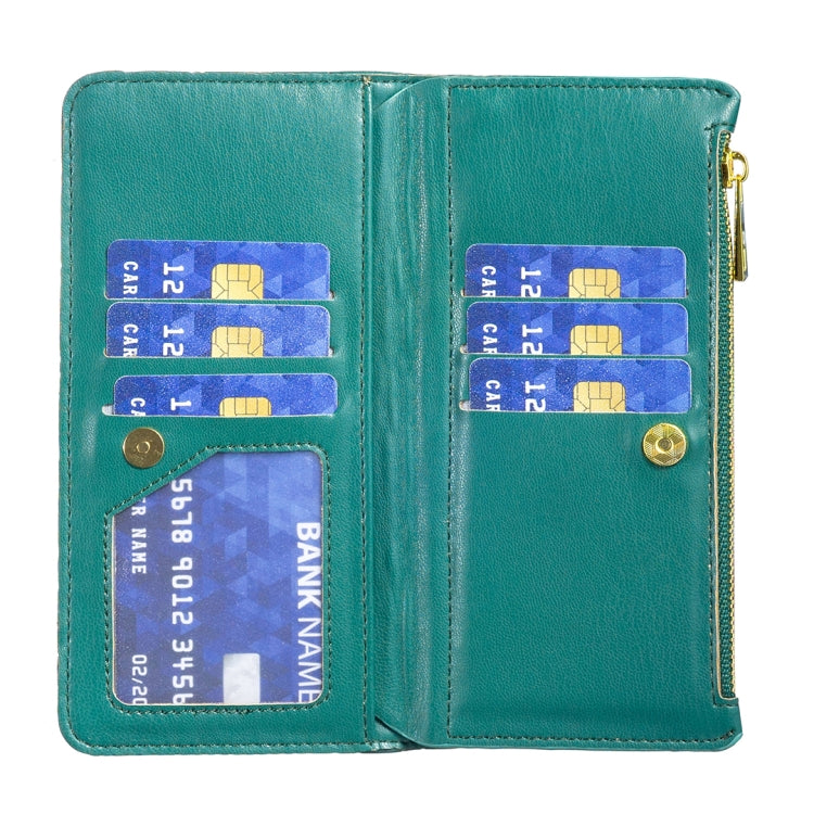 For Samsung Galaxy S25 Ultra 5G Diamond Lattice Zipper Wallet Leather Flip Phone Case(Green) - Galaxy S25 Ultra 5G Cases by PMC Jewellery | Online Shopping South Africa | PMC Jewellery | Buy Now Pay Later Mobicred