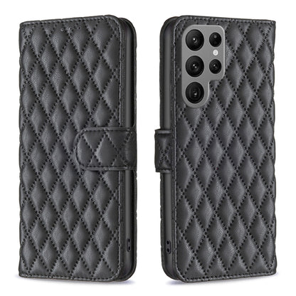 For Samsung Galaxy S25 Ultra 5G Diamond Lattice Wallet Flip Leather Phone Case(Black) - Galaxy S25 Ultra 5G Cases by PMC Jewellery | Online Shopping South Africa | PMC Jewellery | Buy Now Pay Later Mobicred