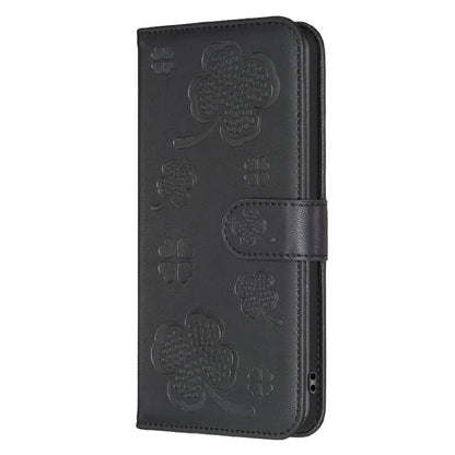 For Samsung Galaxy S25 Ultra 5G Four-leaf Embossed Leather Phone Case(Black) - Galaxy S25 Ultra 5G Cases by PMC Jewellery | Online Shopping South Africa | PMC Jewellery | Buy Now Pay Later Mobicred