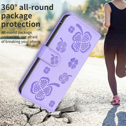 For Samsung Galaxy S25 Ultra 5G Four-leaf Embossed Leather Phone Case(Purple) - Galaxy S25 Ultra 5G Cases by PMC Jewellery | Online Shopping South Africa | PMC Jewellery | Buy Now Pay Later Mobicred