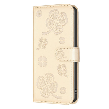 For Samsung Galaxy S25 Ultra 5G Four-leaf Embossed Leather Phone Case(Gold) - Galaxy S25 Ultra 5G Cases by PMC Jewellery | Online Shopping South Africa | PMC Jewellery | Buy Now Pay Later Mobicred